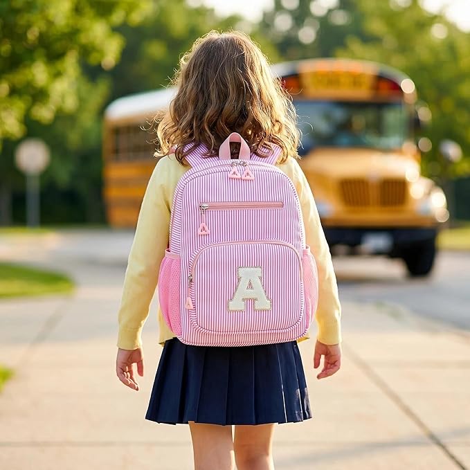 Kids Backpack for Girls 5-8, Cute Personalized Elementary Backpack for Kids Birthday Gifts (Pink K)