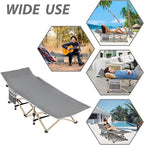 Folding Camping Cot for Sleeping, Portable Cots for Adults, Heavy Duty Cot Bed 550LBS(Max Load), Extra Wider Cots with Large Pocket for Outdoor, Office, Beach