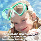 Kids Swim Goggles Snorkel Diving Mask for Boys Girls Ages 5-15, Two-Color Anti-Fog Swimming Goggles with Nose Cover