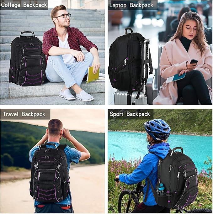 VECKUSON Unisex 18.4 Inch Laptop Backpack, Purple Rfid, For College Students And Adults
