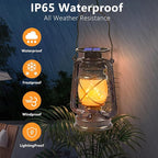 Solar Lanterns Outdoor Waterproof,2 Pack Bronze Vintage Lanterns with Dancing Flame Led Hanging Lights Decor,Lamps for Porch Garden Yard Pathway Camping