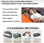 Memory Foam Camping Pillow - Lightweight & Portable Small Travel Pillow for Airplane & Train Travel, Camping, Backpacking, Removable Washable Cover, Easy to Clean, Includes Storage Bag