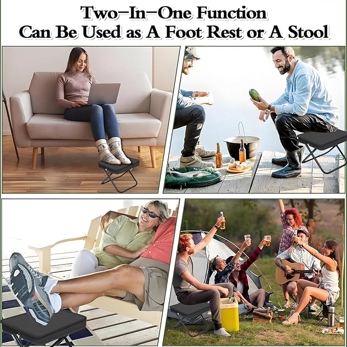 Baiao Camping Stool, Portable Folding Stool with Carry Bag, 13Inch Aluminum Alloy Bracket, 1.5lbs Lightweight, for Travel, Hiking, BBQ, Fishing, Beach(Black)