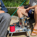 GSI Outdoors Percolator Coffee Pot I Glacier Stainless Steel with Silicone Handle for Camping, Backpacking, Travel, RV & Hunting - Stove Safe