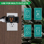 3 Outlet Indoor Outdoor Wall Adapter, ETL Listed 3-Prong Grounded Outlet Splitter, Weatherproof Heavy Duty Multi Outlet Power Plug Extender with Protective Cover, Black (Orange, 1 Pack)