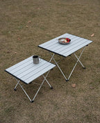 iClimb Ultralight Compact Camping Folding Table with Carry Bag (Silver - L)