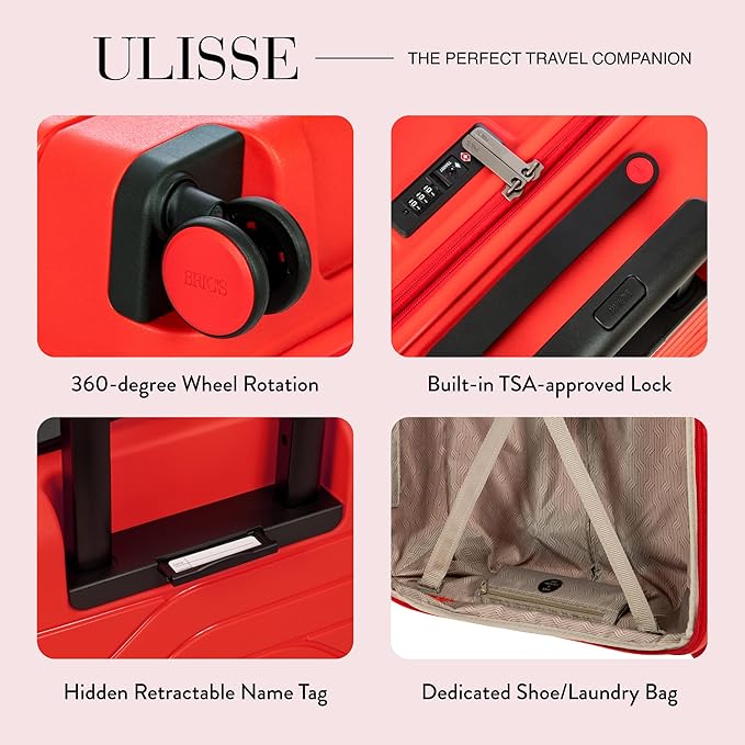 Bric's 28" Expandable Spinner Suitcase - Travel Luggage with TSA-Approved Lock and Hard Shell Exterior - B|Y Ulisse - Red