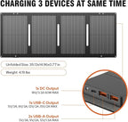 Portable Solar Panel 60W Foldable Solar Charger with DC/USB C/USB A Output DC Cable for Solar Power Station Power Bank Phone Laptop Outdoor Camping RV Road Trip