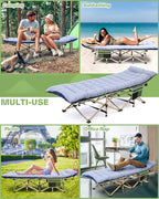 Sportneer Camping Cot: 1200D Double Layer Oxford Camping Cots for Adults - Heavy-Duty Foldable Cots for Camping Travel Tent Day Outdoor & Home Guest, Camping Cots with Mattress Carry Bag & 2 Pockets