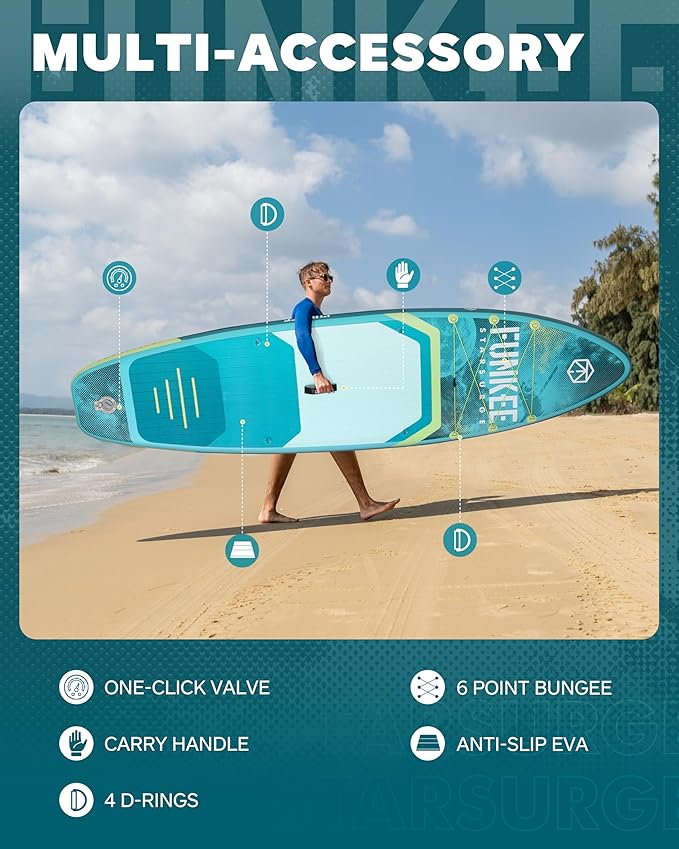 11’×34"×6" Extra Wide Inflatable Stand Up Paddle Board, Sup Board with Removable Fins, Backpack, Floating Paddle, Safety Leash, Floating Phone Case for Adults & Youth of All Skill Levels