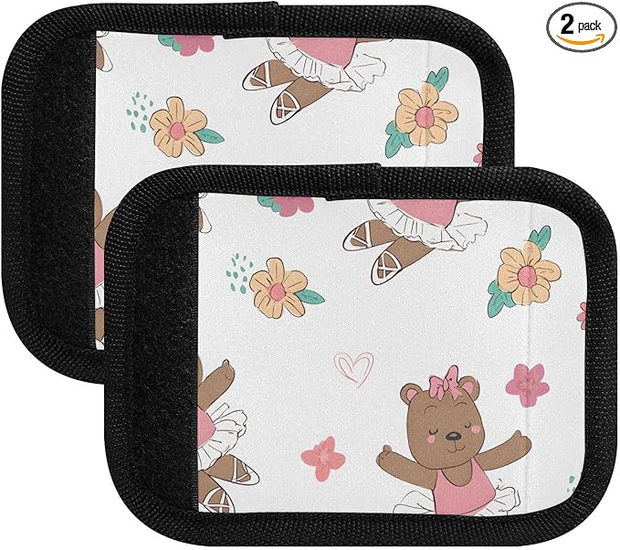 Cute Bear Ballet Luggage Handle Wrap for Suitcase Luggage Tags Handle Covers Identifiers Soft Decorations Travel Accessories 2 Pack