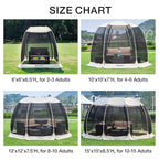 Alvantor Screen House Gazebo, 6-10-15 Person Pop Up Igloo Screened Canopy Tent with Mosquito Netting Sides, Instant UV Resistant Sun Shelter for Garden, Patio, Backyard