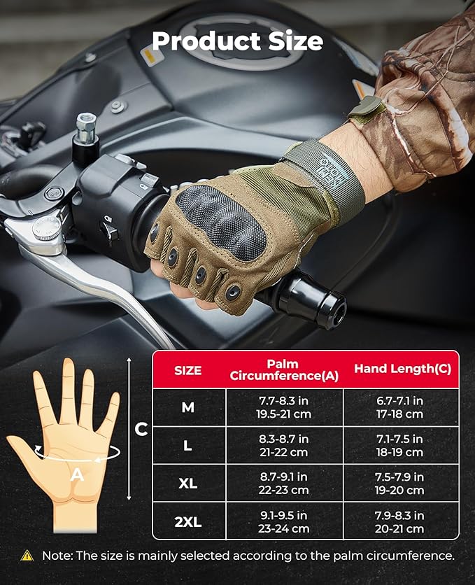 KEMIMOTO Fingerless Tactical Gloves for Men, Motorcycle Gloves for Outdoor Work Sports, Fingerless Cycling Gloves for Hunting Hiking Camping