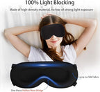 3D Blackout Sleep Mask - Zero Pressure Eye Mask with Double Adjustable Strap, Soft Breathable Lycra Fabric, Perfect for Side Sleepers, Travel, Yoga & Nap - Unisex Design (Black)