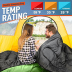 MEREZA Double Sleeping Bag for Adults Mens with Pillow, XL Queen Size Two Person Sleeping Bag for All Season Camping Hiking Backpacking 2 Person Sleeping Bags for Cold Weather & Warm