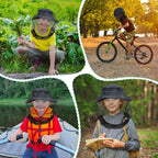 South to East Premium Kids Mosquito Head Net for Insect, 2 Pack, Fly & Bug Protection | Ultra Large & Long, Extra Fine Holes for Camping, Hiking, Fishing, Safari, Fits All Hats for 5-12 yrs Children