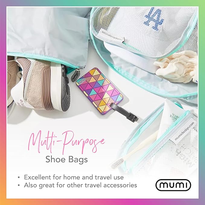 MUMI Travel Shoe Bags Set of 2 – Waterproof Shoe Bag for Travel, Gym, Storage, Packing – Lightweight Shoe Travel Bags for Suitcase, Closet, Backpack – Travel Shoe Organizer for Men and Women (Orange)