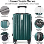 Hanke Luggage Sets 2 piece Carry On Luggage with Wheels PC Hard Shell Suitcases Lightweight Travel Luggage Travel Suitcase Woman Men 20/29 Inch (Blackish Green)