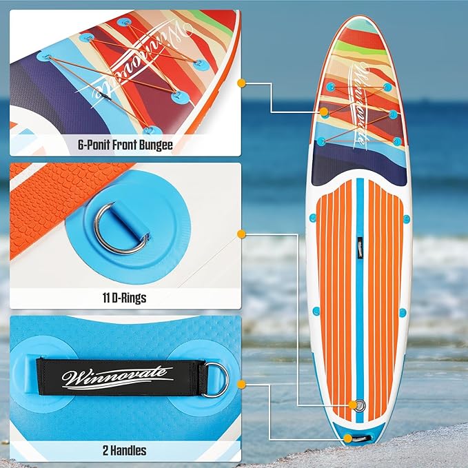 Inflatable Paddle Boards for Adults and Youth, 11'x33 Wood Grain Stand Up Paddle Board with SUP Accessories, Portable Inflatable Paddleboard for All Skill Levels,Blow Up Paddle Board as Present