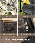 FanttikOutdoor Camping Tent 4/6/8/10 Person Instant Cabin Tent Setup in 60 Seconds with Rainfly & Windproof Portable with Carry Bag for Family Camping & Hiking