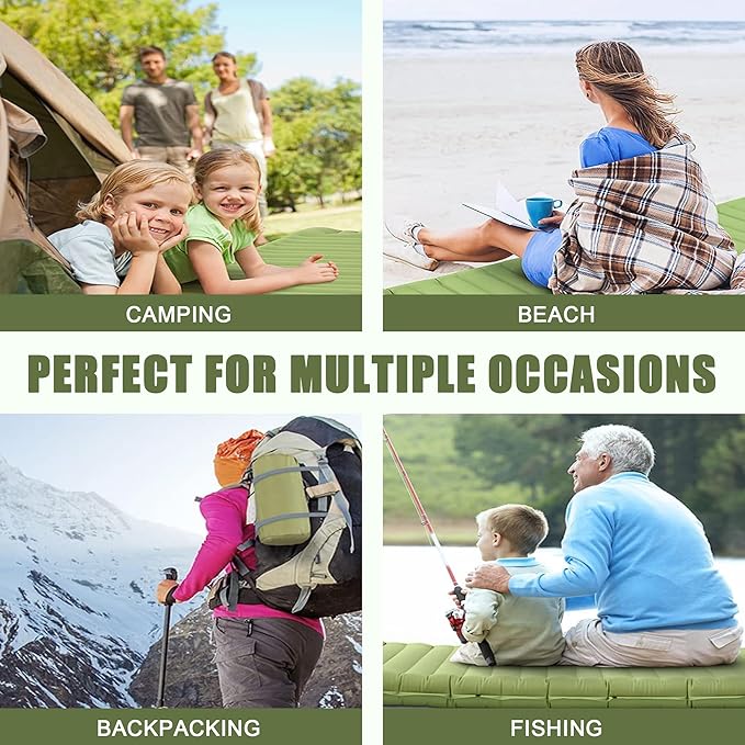 Single Self-Inflating Camping Mattress, with Pillow and Built-in Foot Pump, Comfortable & Portable for Backpacking, Hiking and Camping with Portable Storage Bag