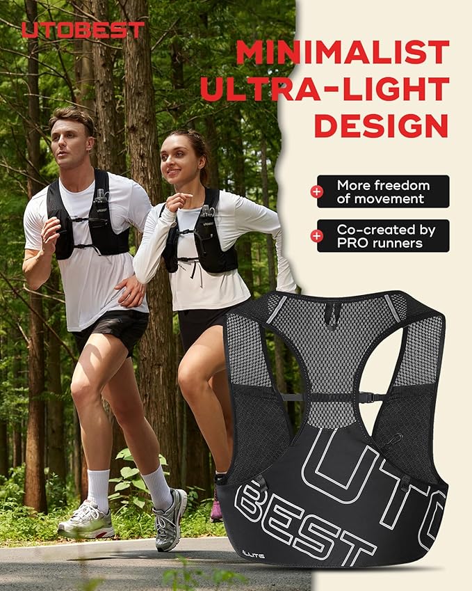 UTOBEST Running Vest for Women Men, Ultra-Light Minimalist Hydration Vest, Breathable Reflective Running Gear for Trail Hiking Jogging
