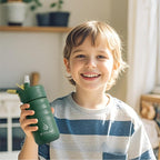 IDEUS Insulated Water Bottle 12oz, Stainless Steel Insulated Water Bottle For School, Insulated Bottles With Straws Leakproof, Vacuum Double Wall Water Bottles For Boys And Girls With 2 Lids, BPA Free