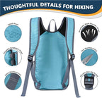 15L Hiking Backpack - Small Lightweight Packable Daypack Travel Outdoor Foldable Shoulder Bag Camping Hiking Backpack for Women Men - Blue