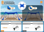 Beach Tent Sun Shelter, Portable Sun Canopy UPF50+ Outdoor Shade with 4 Stability Poles and 8 Sandbags, 10 x 10ft, Sand Shovel, Ground Pegs and Carry Bag for Beach, Camping, Fishing, Picnics