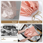 Ewen Small Medium Large Satin Drawstring Bags with Blank Tags, 3pcs Dustproof Packing Bag Travel Essentials Organizer, Pink Orange Dustbags for Handbags Closet Storage Jewelry Shoes Purse Organization