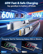 [One is Enough] 4-in-1 Compatible with USB C to Lightning Cable, 60W High-Speed Charging & Fast Data Transfer,CarPlay & Android Auto Support Multi Charger Cord Combo for iPhone/Samsung/iPad,3FT