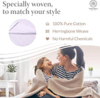 Threadmill Luxury Cotton Blankets for Queen Size Bed | All-Season 100% Cotton Queen Size Blanket | Herringbone Cozy, Soft Breathable Fall Thermal Blanket fits Full Size Bed, 90x92 | Lilac