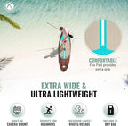 Crew Axel Inflatable Paddle Board 10’33’6” Extra Wide & Lightweight (18lb) Paddle Board – Premium SUP Set Includes 2 Bags, Floating Paddle, Camera Mount, 3 Fins, Dual Pump Kit