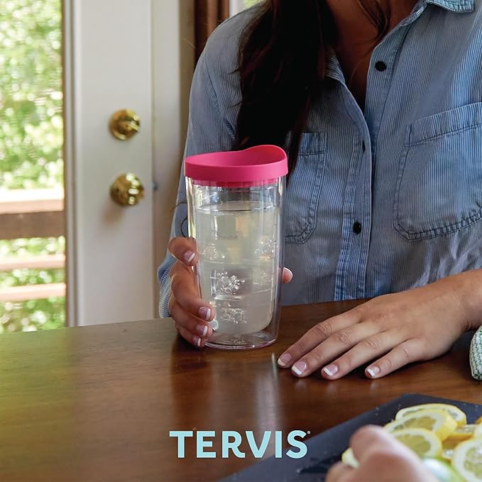 Tervis Clear & Colorful Tabletop Made in USA Double Walled Insulated Tumbler Travel Cup Keeps Drinks Cold & Hot, 16oz, Blue Moon