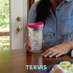 Tervis Clear & Colorful Tabletop Made in USA Double Walled Insulated Tumbler Travel Cup Keeps Drinks Cold & Hot, 16oz, Quartz