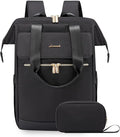 LOVEVOOK Laptop Backpack for Women, 15.6 Inch Work Laptop Bag with USB Port, Fashion Teacher Nurse Backpack Purse, Waterproof Travel Computer Backpack with Organizer Bag, 2PCS, Beige-Black