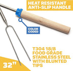 BEARCLAW Smores Sticks for Fire Pit - Accessories for Campfire Marshmallow Roasting Sticks Smores Kit Outdoor-Smore Skewers Hot Dog Fork For Outside, Camping Essentials Bonfire Gear Long 32" 5 Pack