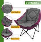Northroad Oversized Foldable Camping Chair, Outdoor Padded Lawn Chair w/Cup Holder,Carry Bag for Beach, Hiking, and Picnics,Heavy-Duty 300-lbs Capacity, Purple