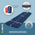 KLYMIT STATIC V Sleeping Pad, Lightweight, Outdoor Sleep Comfort, Best Camping Gear for Backpacking and Hiking, Inflatable Camping Mattress