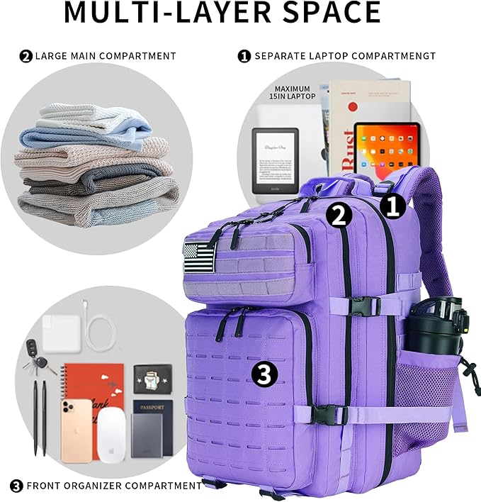 Military Tactical Backpack 45L/25L 3 Day Assault Pack Molle Daypack Hiking Backpack for Men and Women