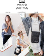 Peak Gear RFID Neck Wallet - The Original Travel Pouch with Adjustable Crossbody Strap + Theft Protection and Lost & Found Service | Beige