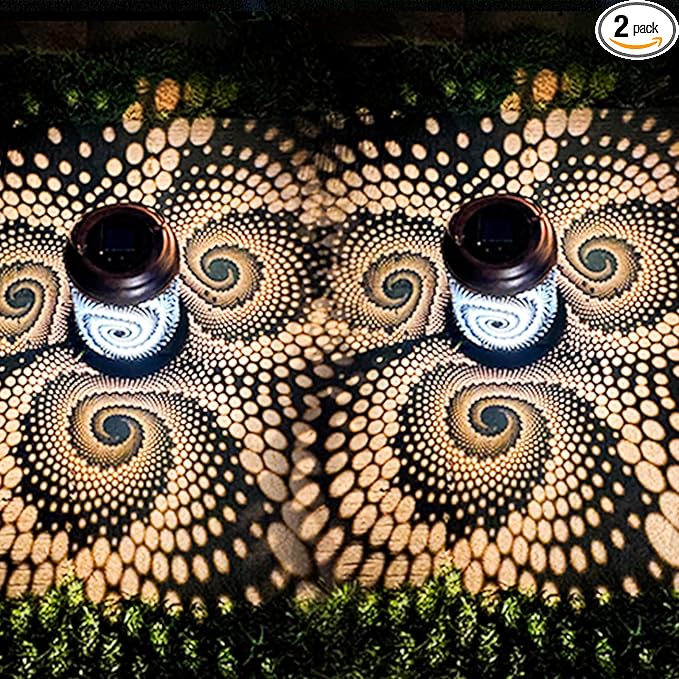 2 Pack Solar Lanterns Outdoor Hanging Metal Waterproof LED with Solar Powered Garden Patio Decorations Decor with Handle Christmas Gift Idea