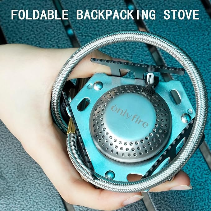 ONLYFIRE Portable Camping Gas Stove, Backpacking Camp Stove with Piezo Ignition, 1LB Propane Adapter, Mini Camp Stove with Carry Bag for Outdoor Cooking, Picnic, Camping and Hiking, GS333