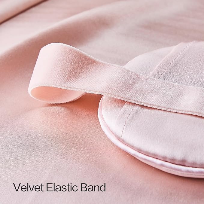 Luxury Silk Sleep Mask with 22mm Mulberry Silk, Velvet Elastic Band, Heat Therapy Pocket, and Travel Pouch, Pink Color
