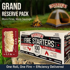 Fire Starter Rolls 100 pcs - Value Pack - Waterproof, Odorless - for BBQ, Charcoal Grills, Camping, Fire Pit, Indoor Fireplace, Wood Stove - Natural, Quick Ignition, Long Burn Charcoal Starter