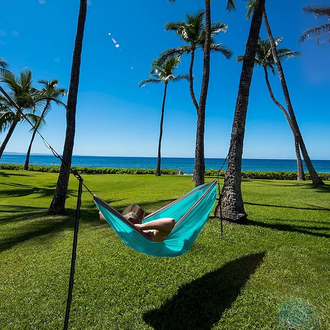 Grassman Camping Hammock Double & Single Portable Hammock with Tree Straps, Lightweight Nylon Parachute Hammocks Camping Accessories Gear for Indoor Outdoor Backpacking, Travel, Hiking, Beach