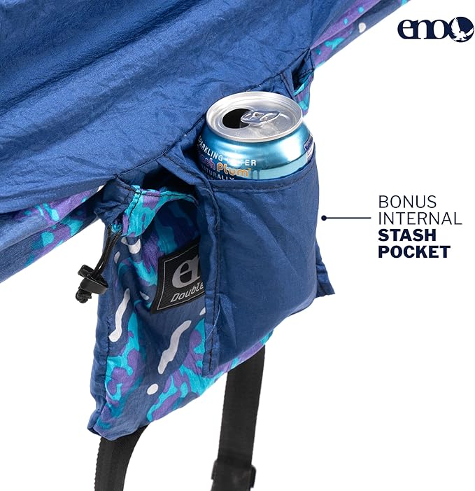 ENO DoubleNest Hammock - Lightweight, Portable, 1 to 2 Person Hammock - for Camping, Hiking, Backpacking, Travel, a Festival, or The Beach - Splash/Sapphire