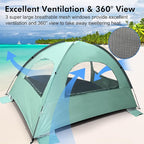 WhiteFang Beach Tent Anti-UV Portable Sun Shade Shelter for 3/4/6/8 Person, Extendable Floor with 3 Ventilating Mesh Windows Plus Carrying Bag, Stakes and Guy Lines