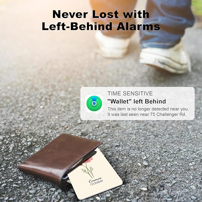 Wallet Tracker Card (iOS Only), Rechargeable Bluetooth Smart Tracking for Apple Find My Compatible Anti Tracker for Men Women Slim Item Locator for Purse Passport Key Luggage Tag (1Pcs/OCT FLR)