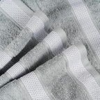 CASA COPENHAGEN Solitaire 6Pcs 100% Egyptian Cotton Large Designer Towels Gift Set- Grey - Electric Blue, 600GSM, 2Bath 2Hand 2Washcloths, Bath Towels for Bathroom Set for Women & Men